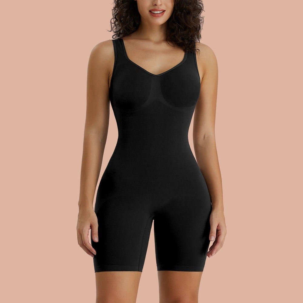 SHAPERX Womens Black Seamless Tummy Control Bodysuit Shapewear Small NWT